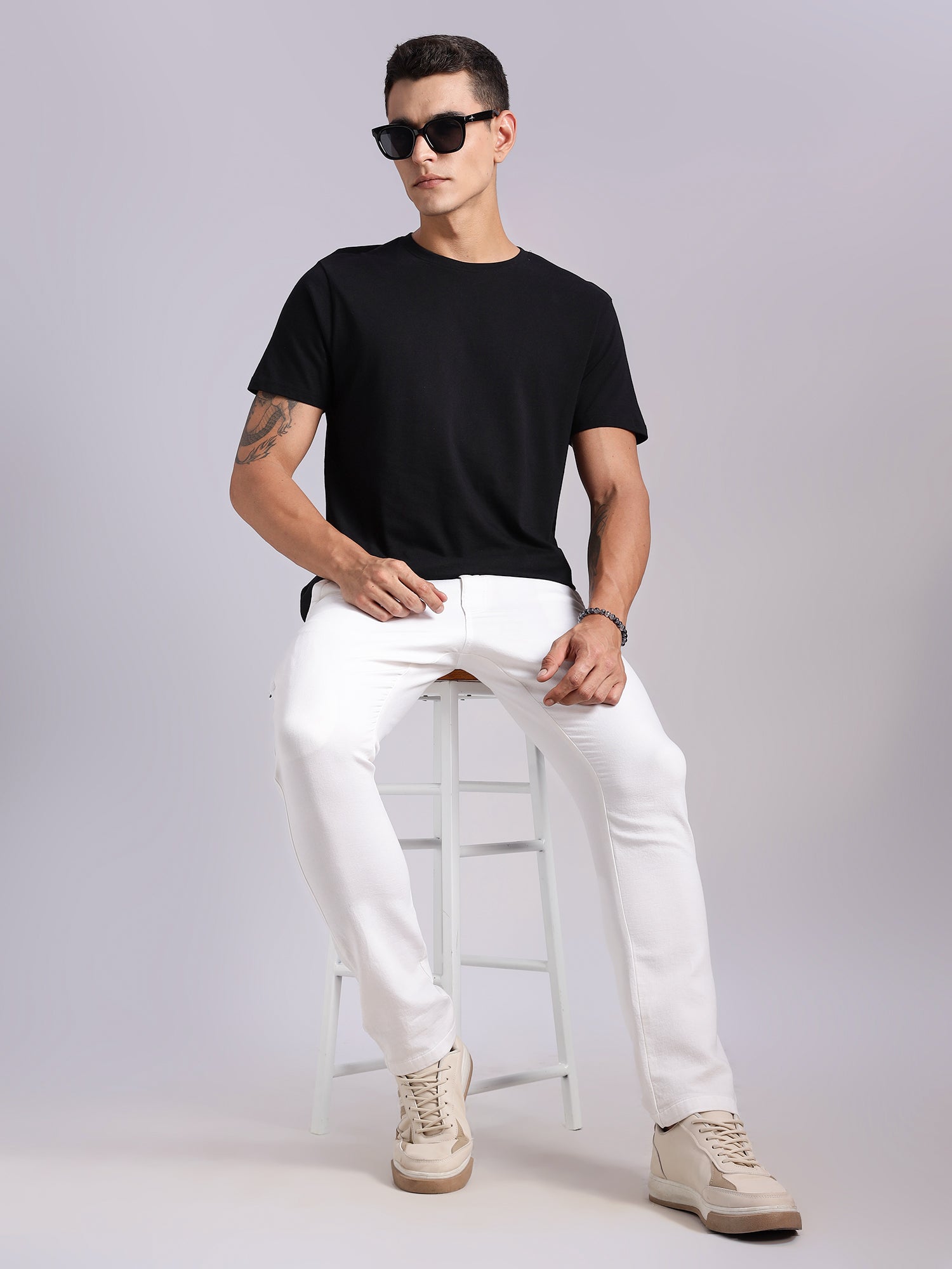 Thomas Scott Men White Mid-Rise Straight Fit Woven Chino Trousers
