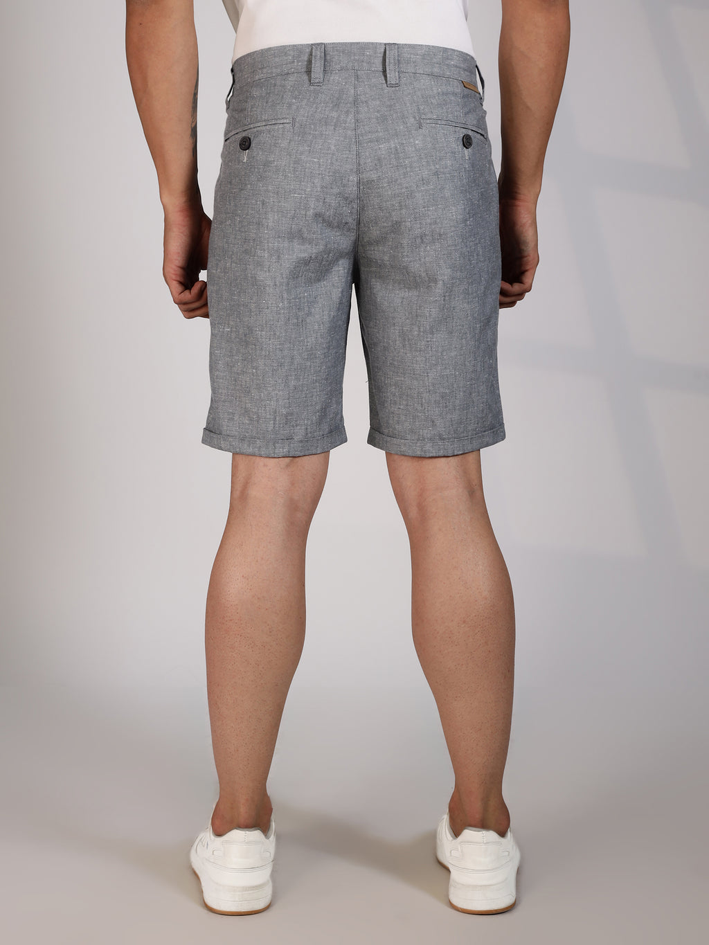 Thomas Scott Men Grey Mid-Rise Regular Fit Woven Linen Chino Shorts