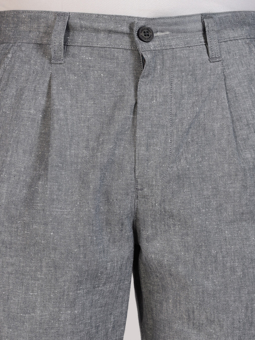 Thomas Scott Men Grey Mid-Rise Regular Fit Woven Linen Chino Shorts
