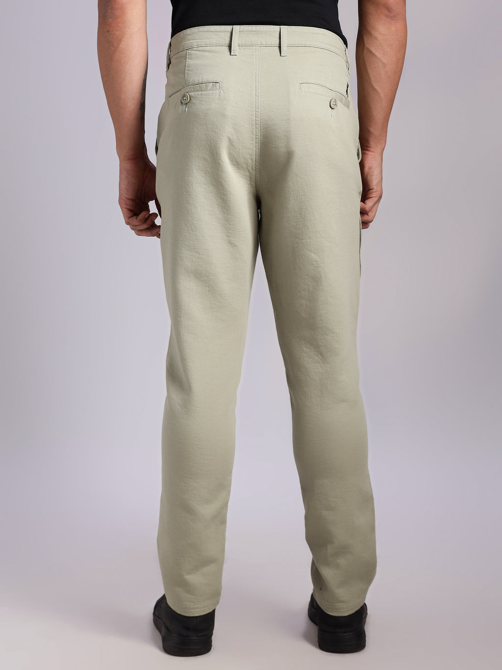 Thomas Scott Men LightOlive Mid-Rise Straight Fit Woven Chino Trousers