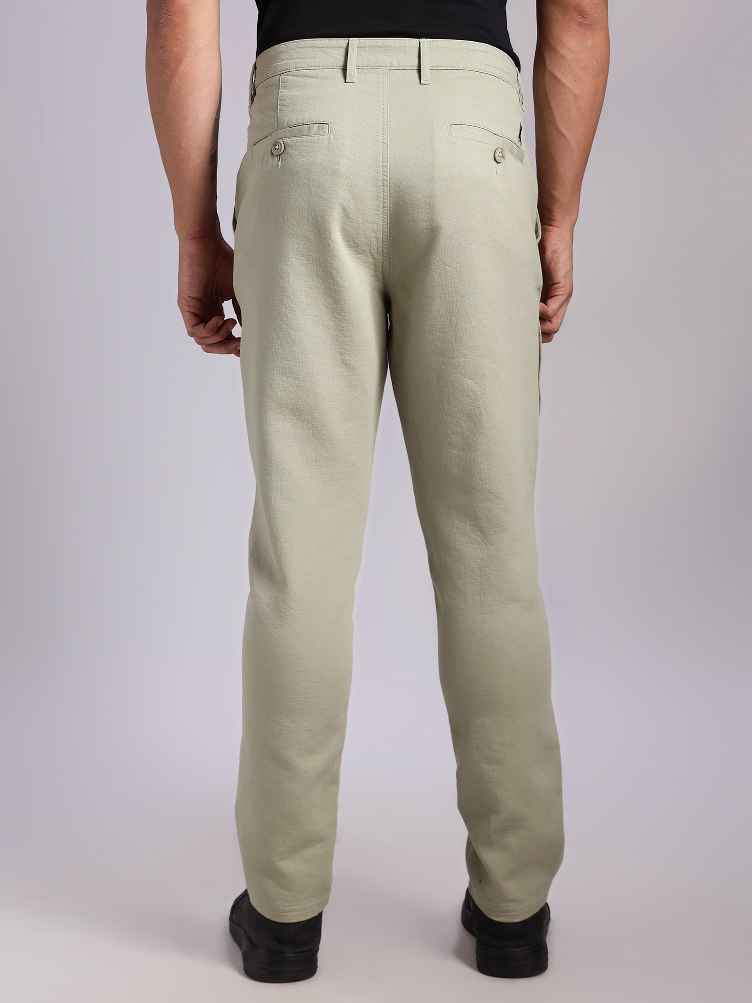 Thomas Scott Men LightOlive Mid-Rise Straight Fit Woven Chino Trousers