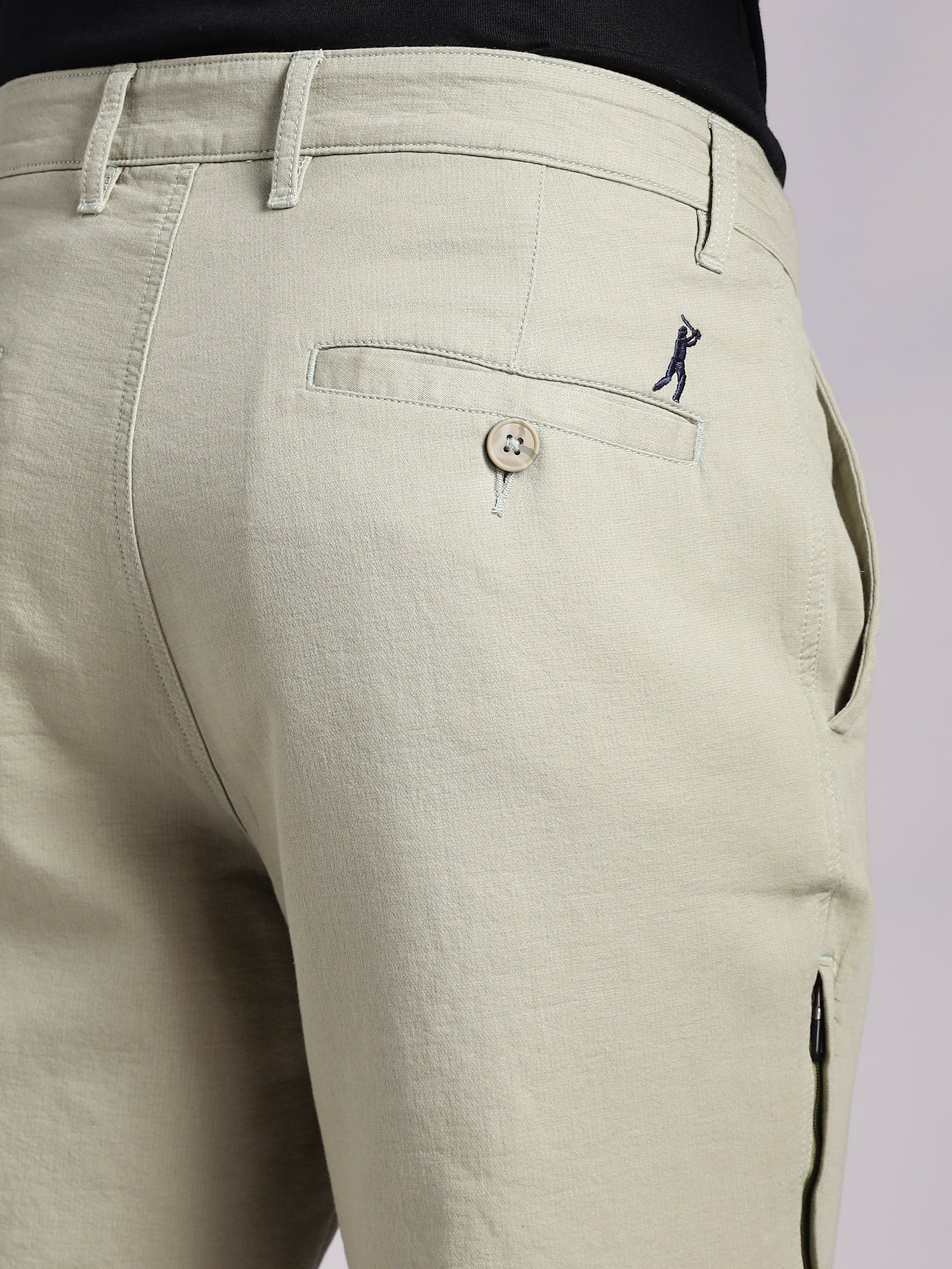 Thomas Scott Men LightOlive Mid-Rise Straight Fit Woven Chino Trousers