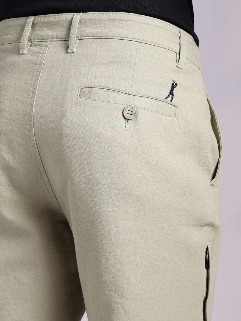 Thomas Scott Men LightOlive Mid-Rise Straight Fit Woven Chino Trousers