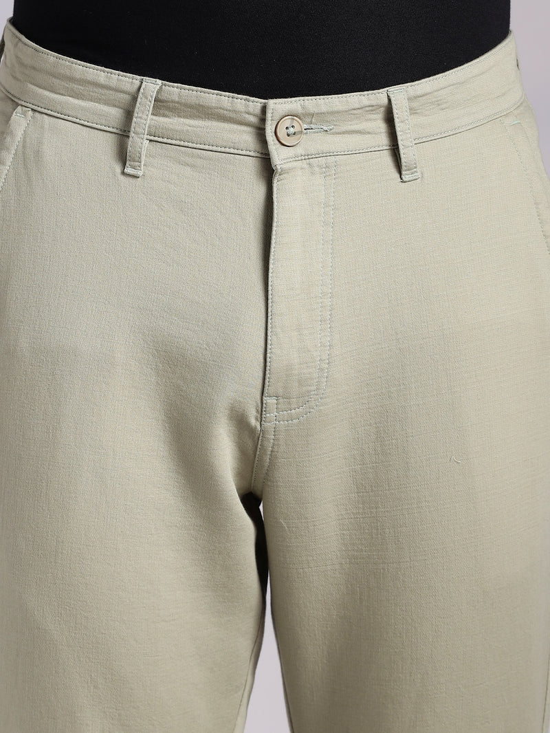 Thomas Scott Men LightOlive Mid-Rise Straight Fit Woven Chino Trousers