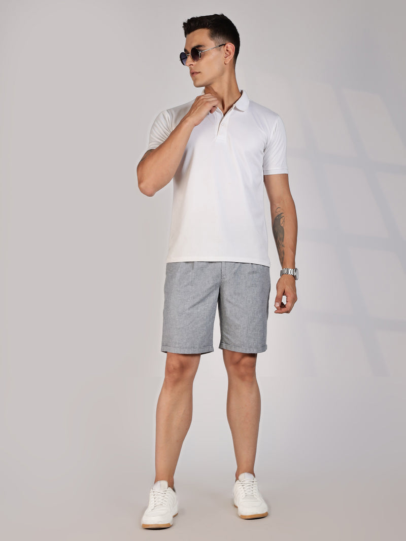 Thomas Scott Men Grey Mid-Rise Regular Fit Woven Linen Chino Shorts