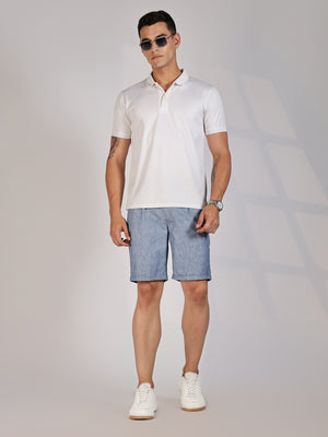 Thomas Scott Men Blue Mid-Rise Regular Fit Woven Linen Chino Shorts
