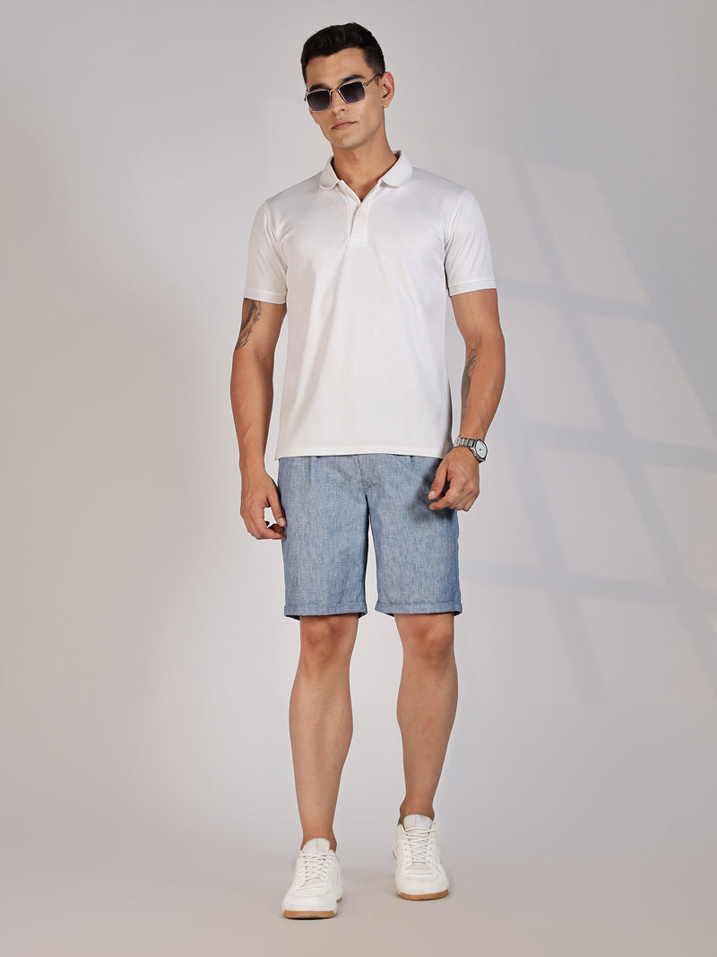 Thomas Scott Men Blue Mid-Rise Regular Fit Woven Linen Chino Shorts