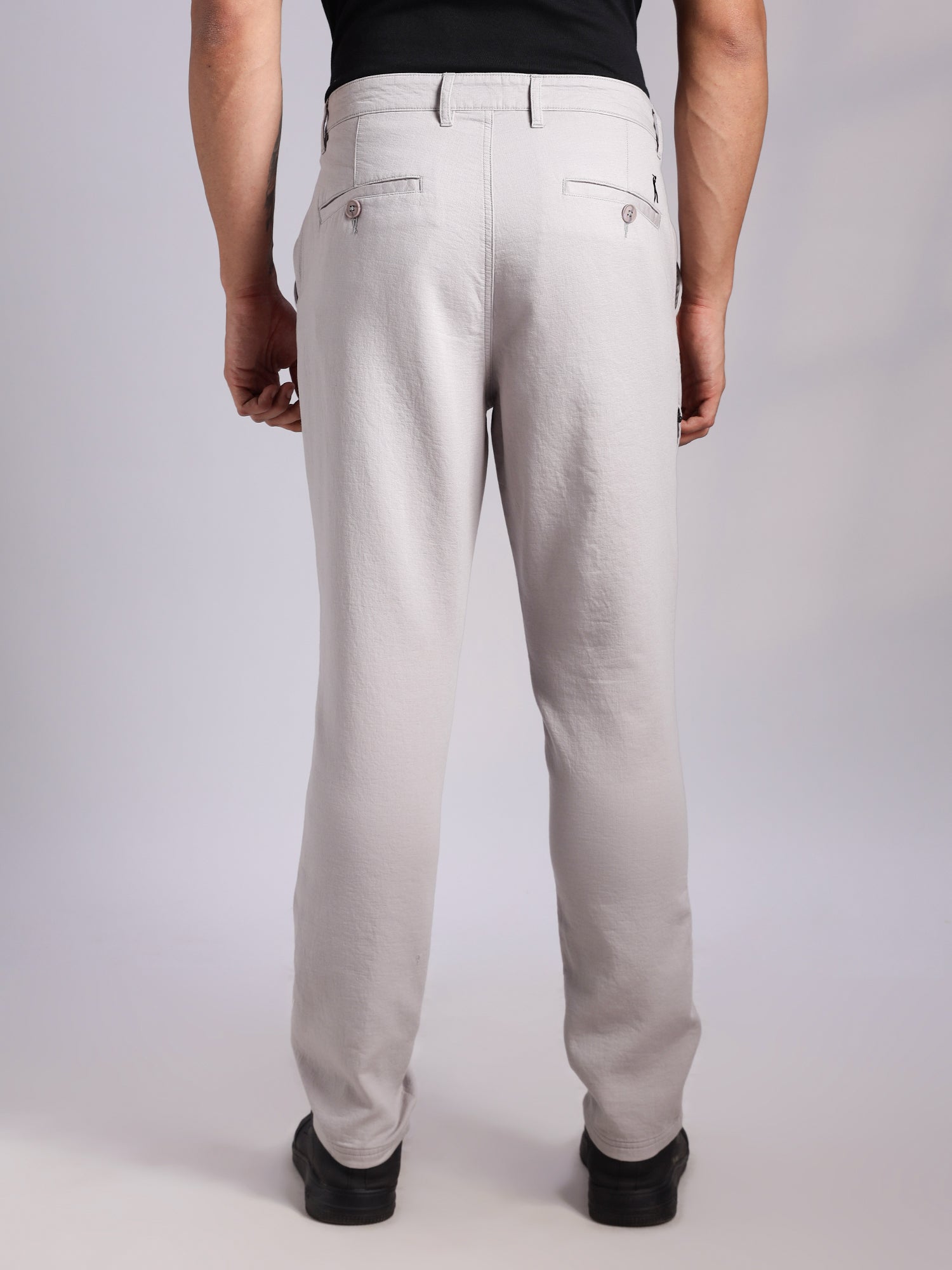 Thomas Scott Men Grey Mid-Rise Straight Fit Woven Chino Trousers