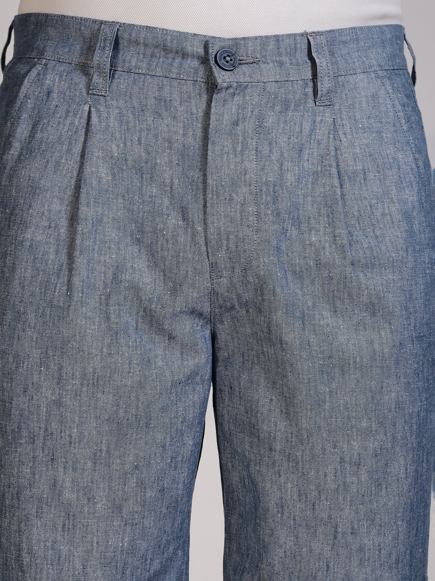 Thomas Scott Men Blue Mid-Rise Regular Fit Woven Linen Chino Shorts