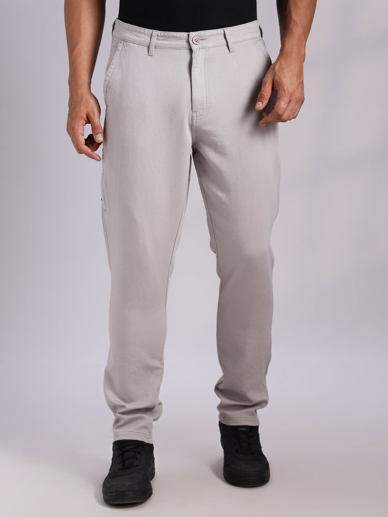 Thomas Scott Men Grey Mid-Rise Straight Fit Woven Chino Trousers