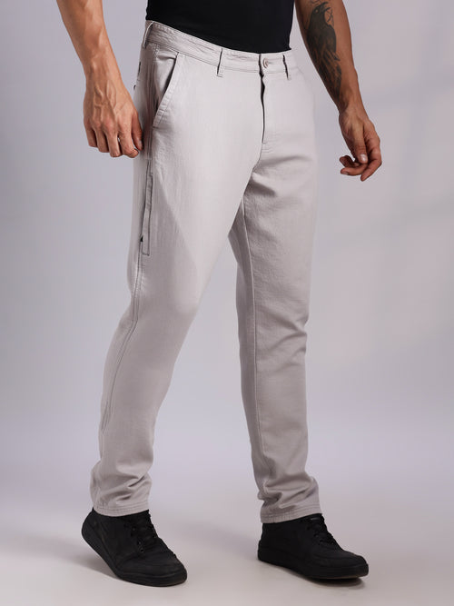 Thomas Scott Men Grey Mid-Rise Straight Fit Woven Chino Trousers