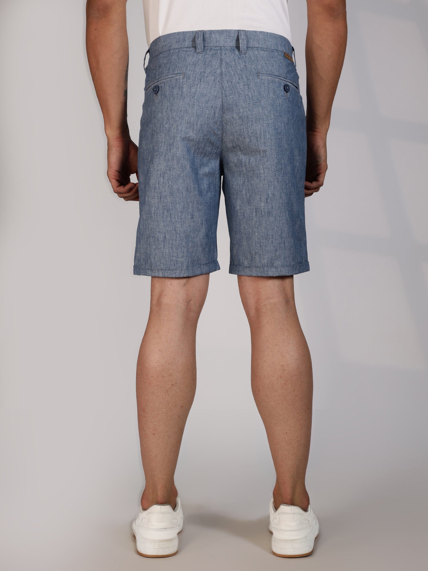 Thomas Scott Men Blue Mid-Rise Regular Fit Woven Linen Chino Shorts