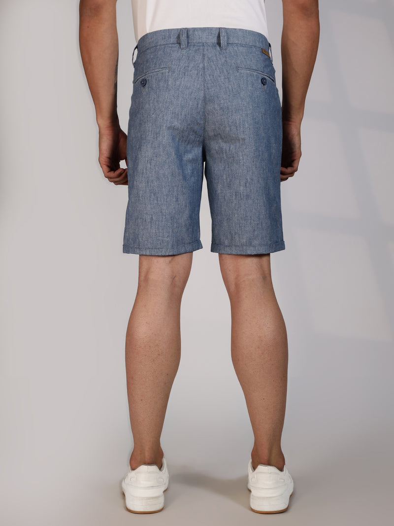 Thomas Scott Men Blue Mid-Rise Regular Fit Woven Linen Chino Shorts