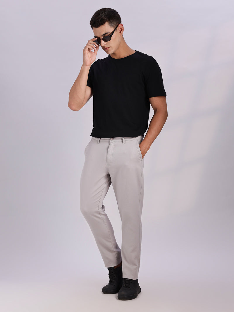 Thomas Scott Men Grey Mid-Rise Straight Fit Woven Chino Trousers