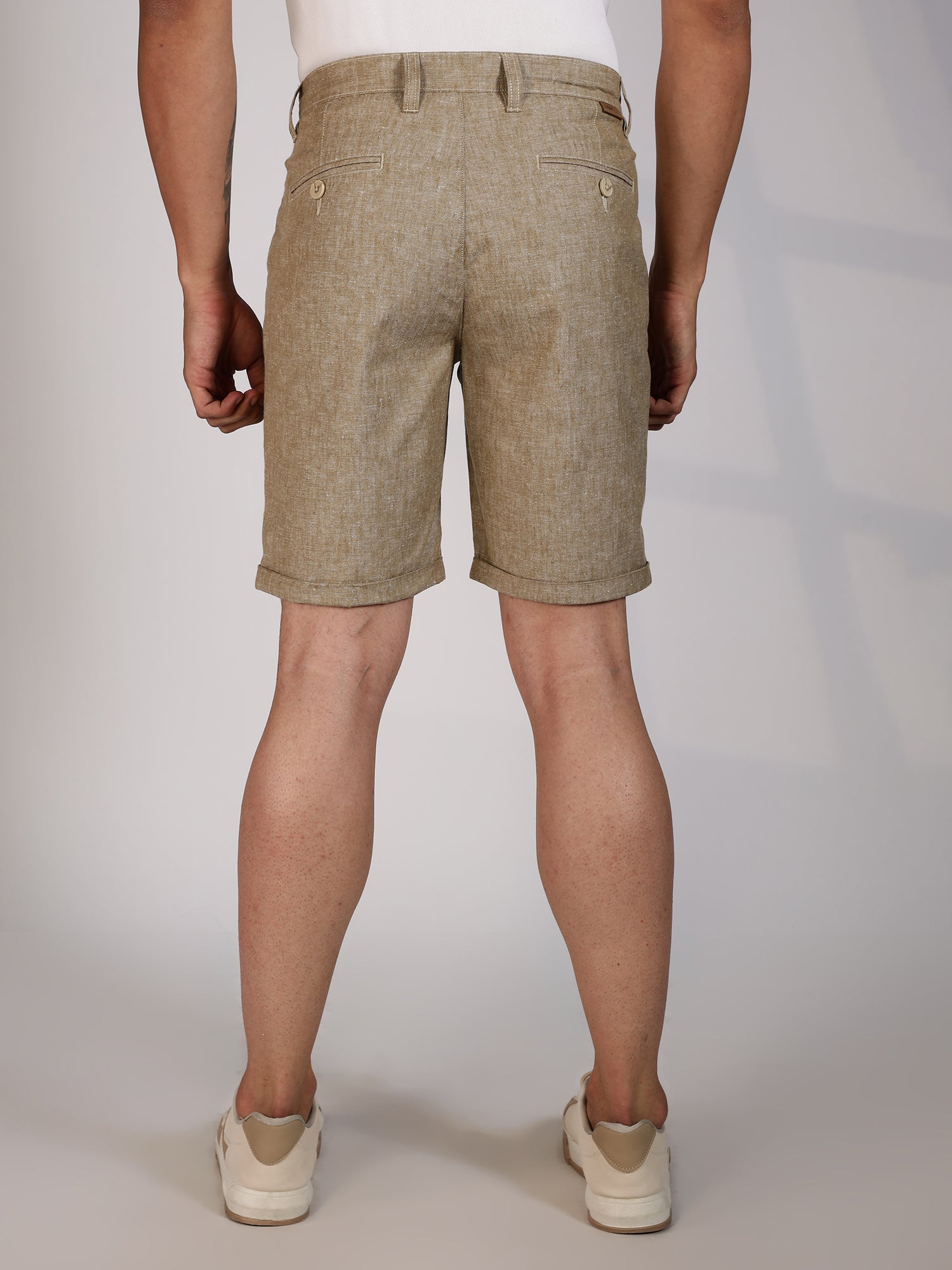 Thomas Scott Men Beige Mid-Rise Regular Fit Woven Linen Chino Shorts