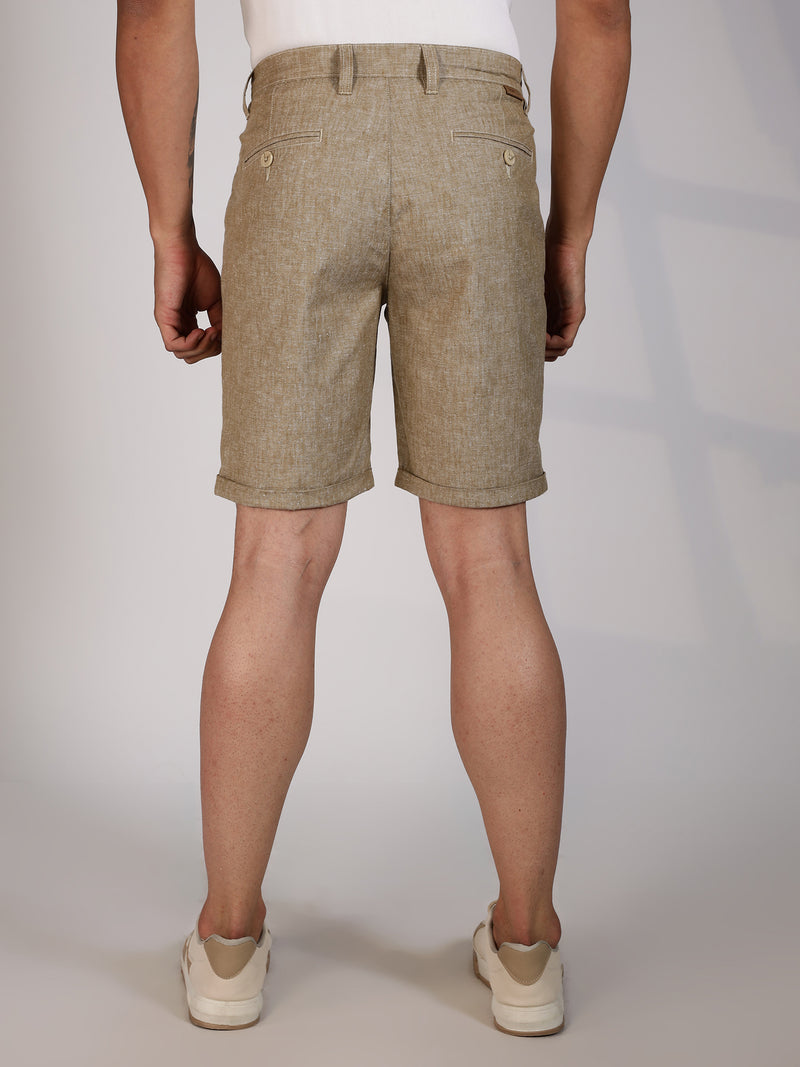 Thomas Scott Men Beige Mid-Rise Regular Fit Woven Linen Chino Shorts