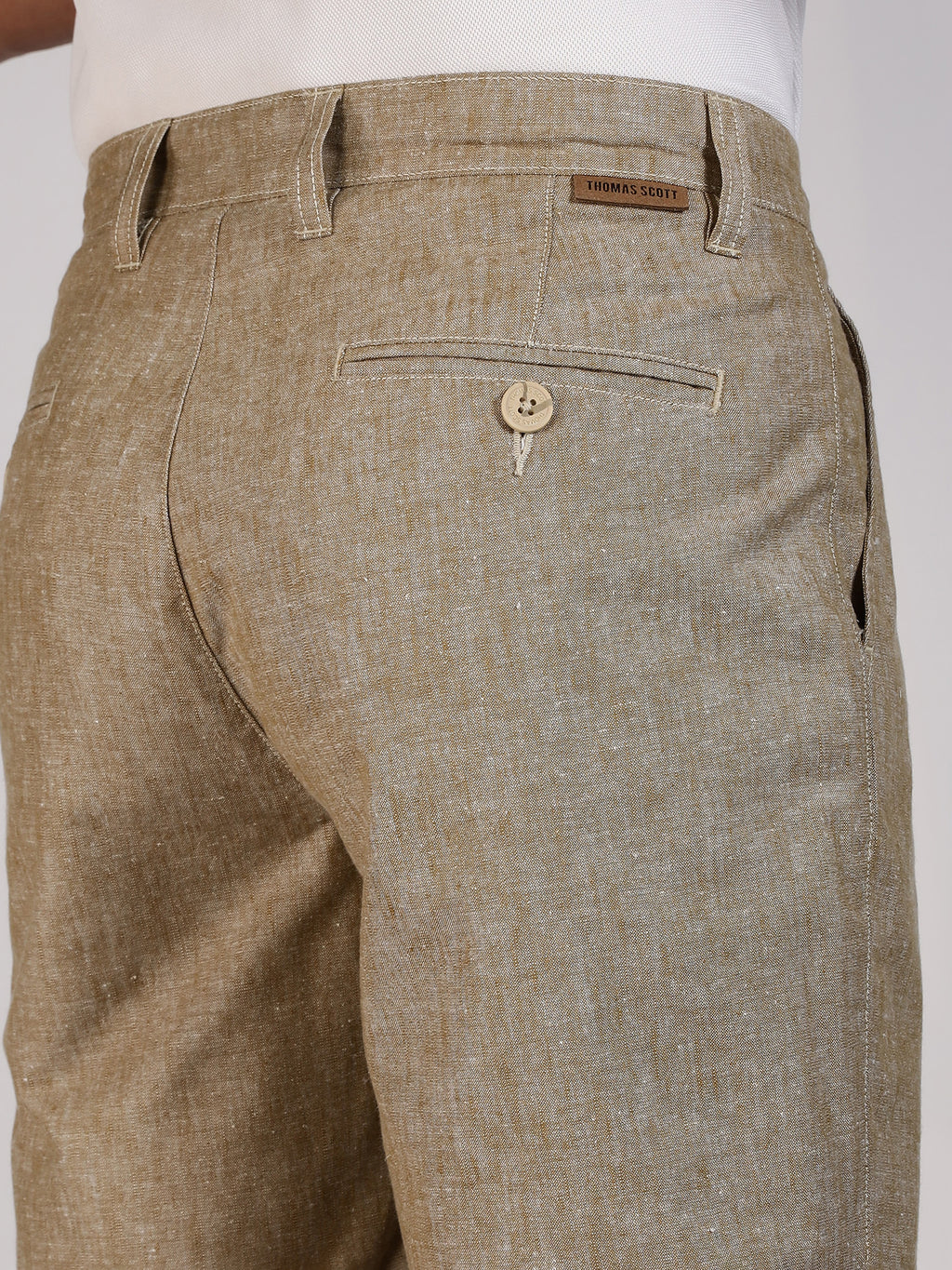 Thomas Scott Men Beige Mid-Rise Regular Fit Woven Linen Chino Shorts