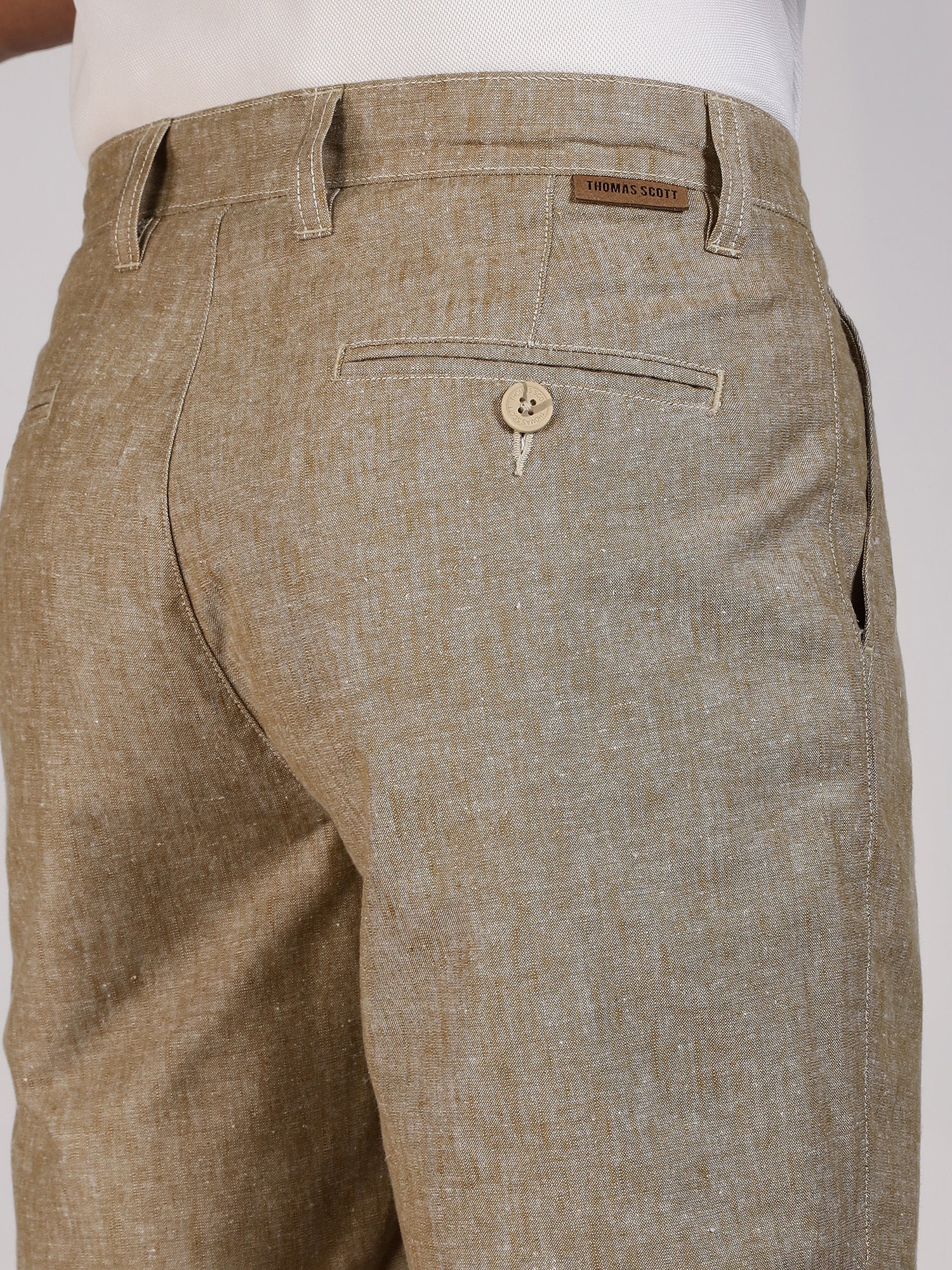 Thomas Scott Men Beige Mid-Rise Regular Fit Woven Linen Chino Shorts