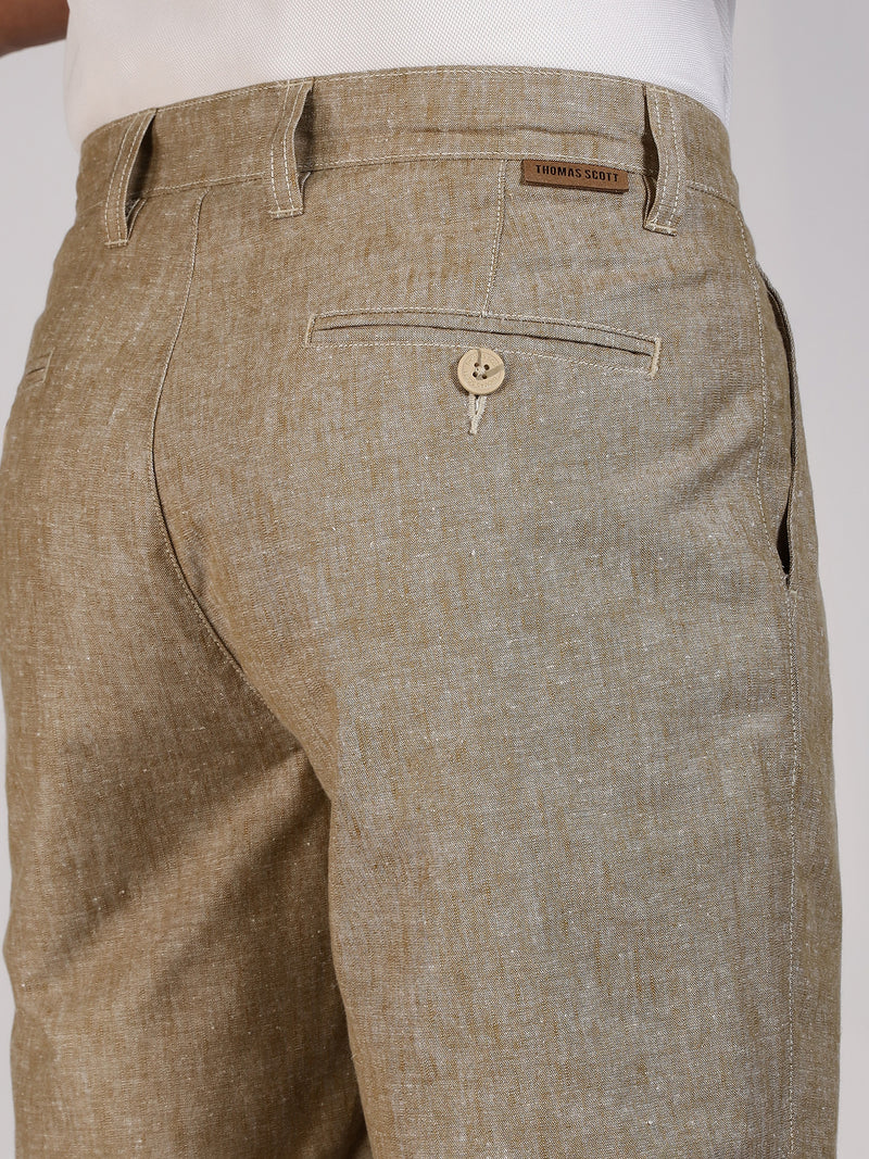 Thomas Scott Men Beige Mid-Rise Regular Fit Woven Linen Chino Shorts