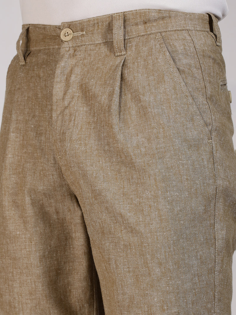 Thomas Scott Men Beige Mid-Rise Regular Fit Woven Linen Chino Shorts