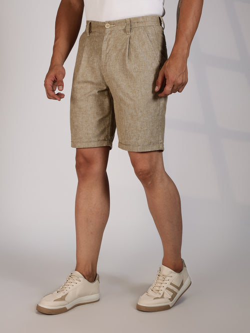 Thomas Scott Men Beige Mid-Rise Regular Fit Woven Linen Chino Shorts