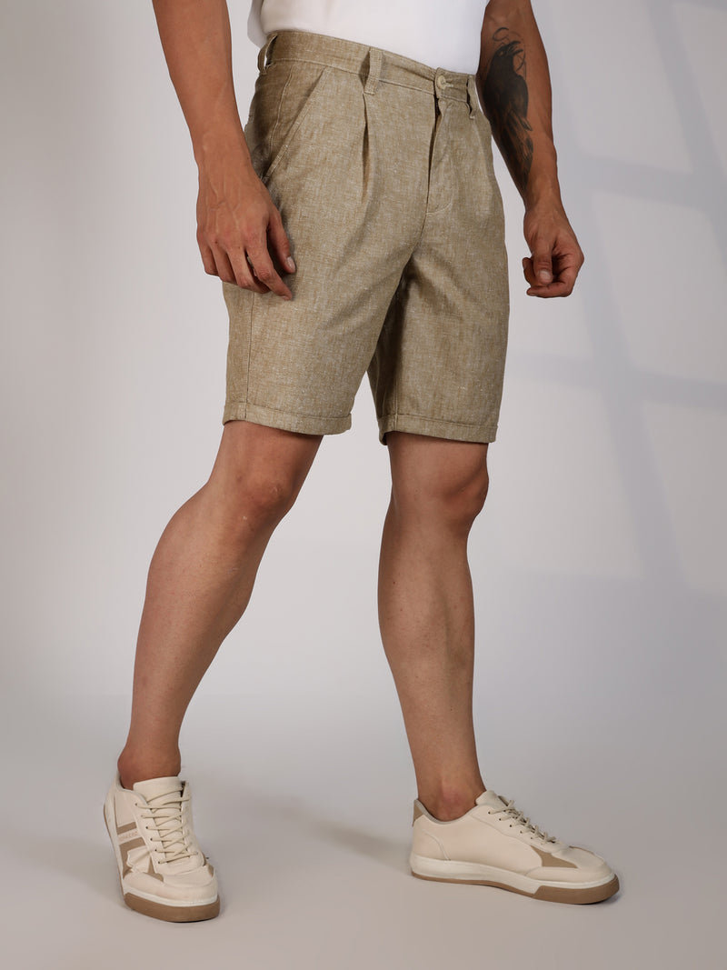 Thomas Scott Men Beige Mid-Rise Regular Fit Woven Linen Chino Shorts