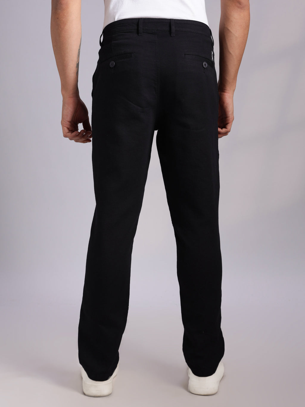 Thomas Scott Men Black Mid-Rise Straight Fit Woven Chino Trousers