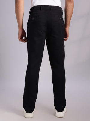 Thomas Scott Men Black Mid-Rise Straight Fit Woven Chino Trousers