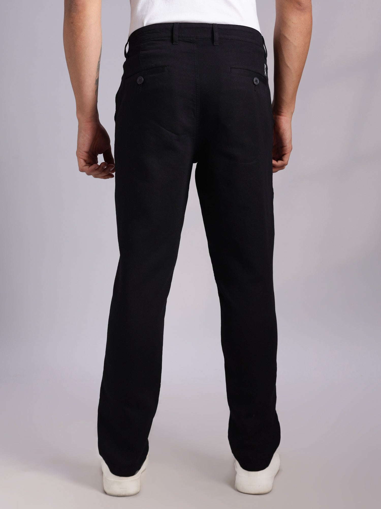 Thomas Scott Men Black Mid-Rise Straight Fit Woven Chino Trousers