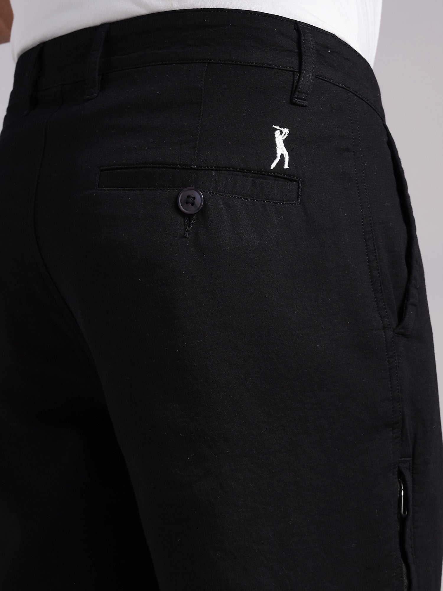 Thomas Scott Men Black Mid-Rise Straight Fit Woven Chino Trousers