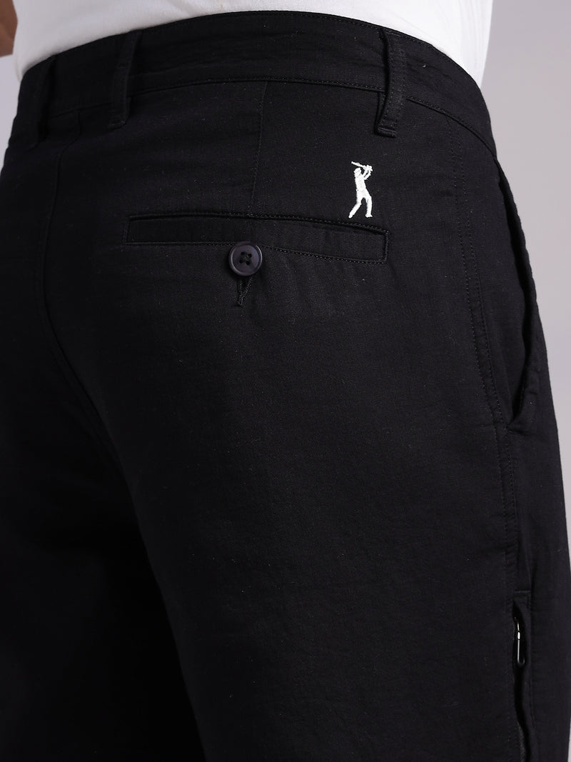 Thomas Scott Men Black Mid-Rise Straight Fit Woven Chino Trousers