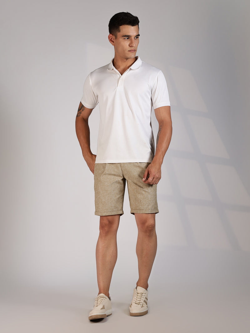 Thomas Scott Men Beige Mid-Rise Regular Fit Woven Linen Chino Shorts