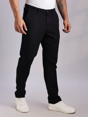 Thomas Scott Men Black Mid-Rise Straight Fit Woven Chino Trousers