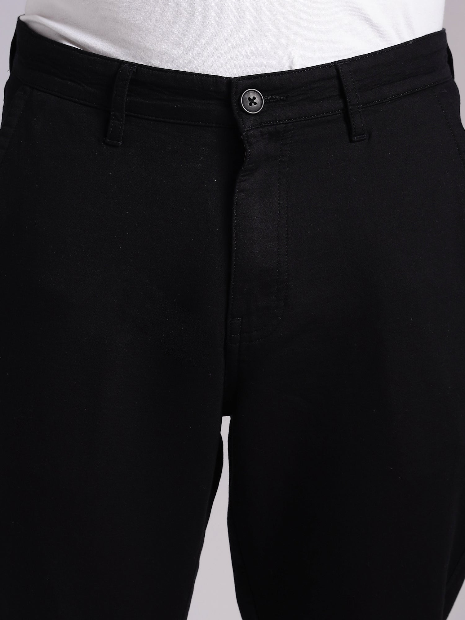 Thomas Scott Men Black Mid-Rise Straight Fit Woven Chino Trousers