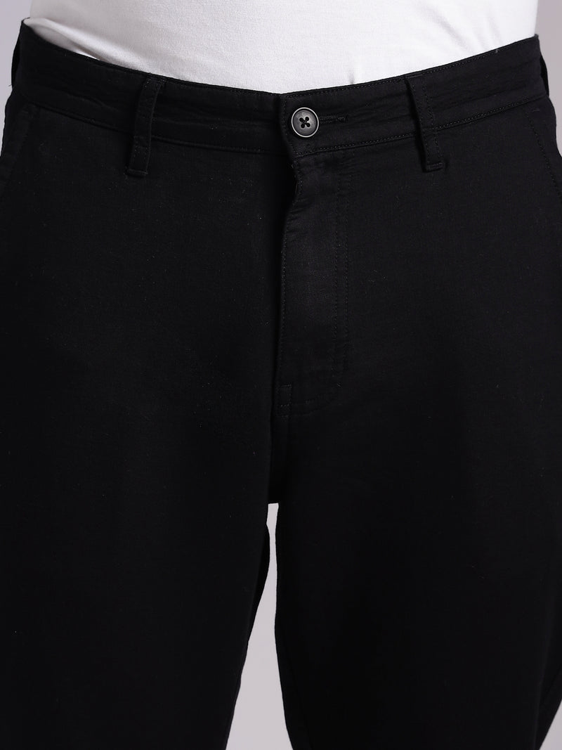 Thomas Scott Men Black Mid-Rise Straight Fit Woven Chino Trousers