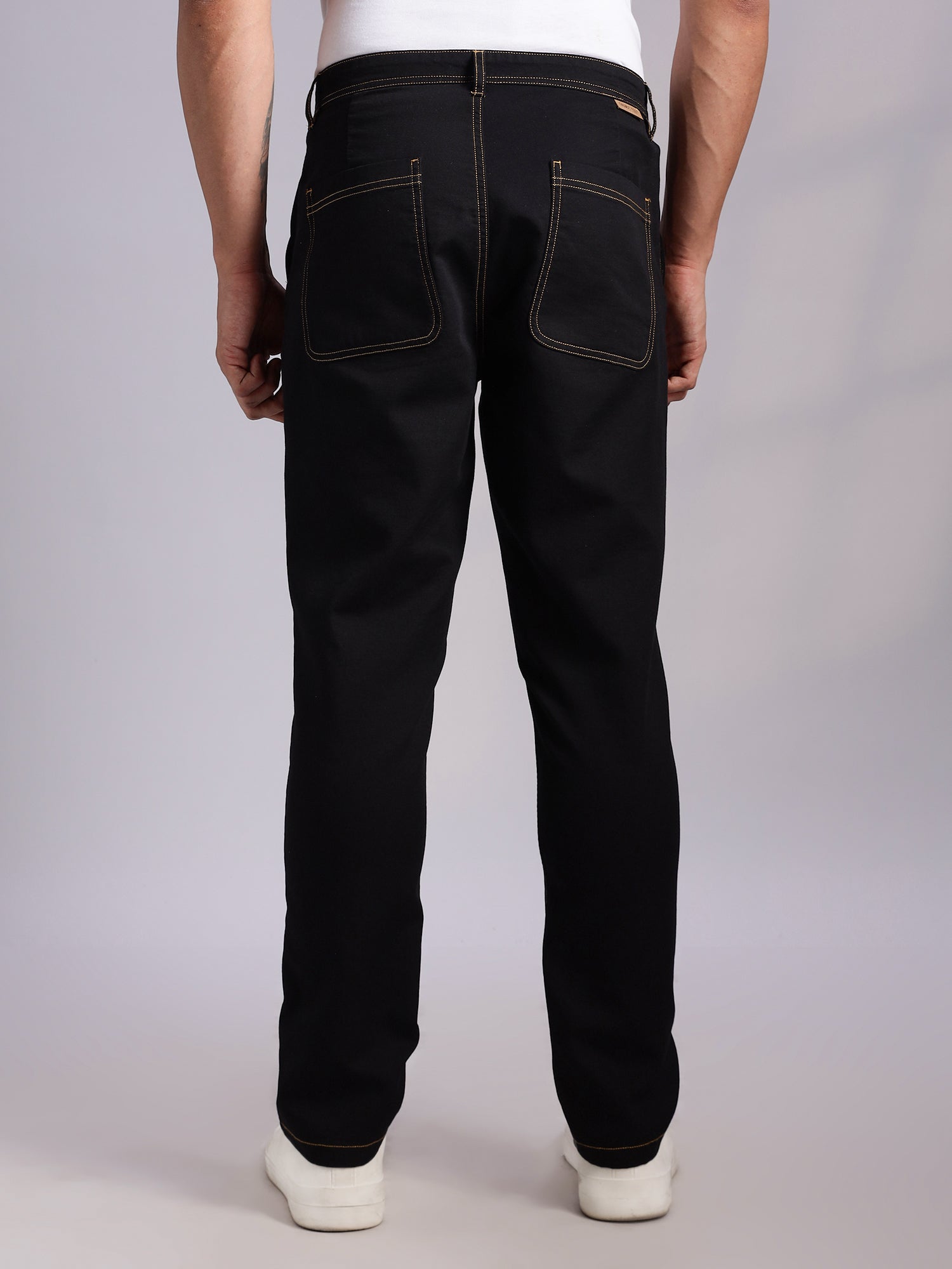 Thomas Scott Men Black Mid-Rise Straight Fit Woven Trouser