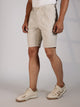 Cream Mid-Rise Regular Fit Woven Linen Chino Shorts For Men
