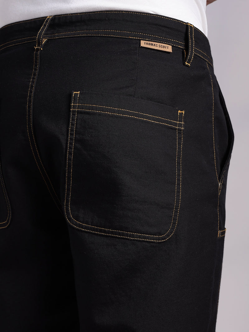 Thomas Scott Men Black Mid-Rise Straight Fit Woven Trouser