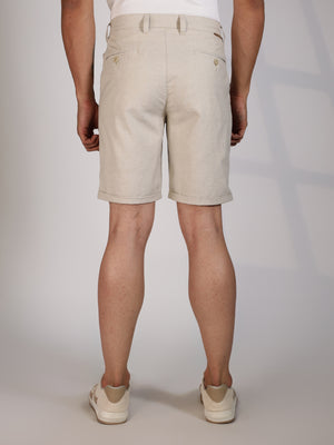 Thomas Scott Men Cream Mid-Rise Regular Fit Woven Linen Chino Shorts