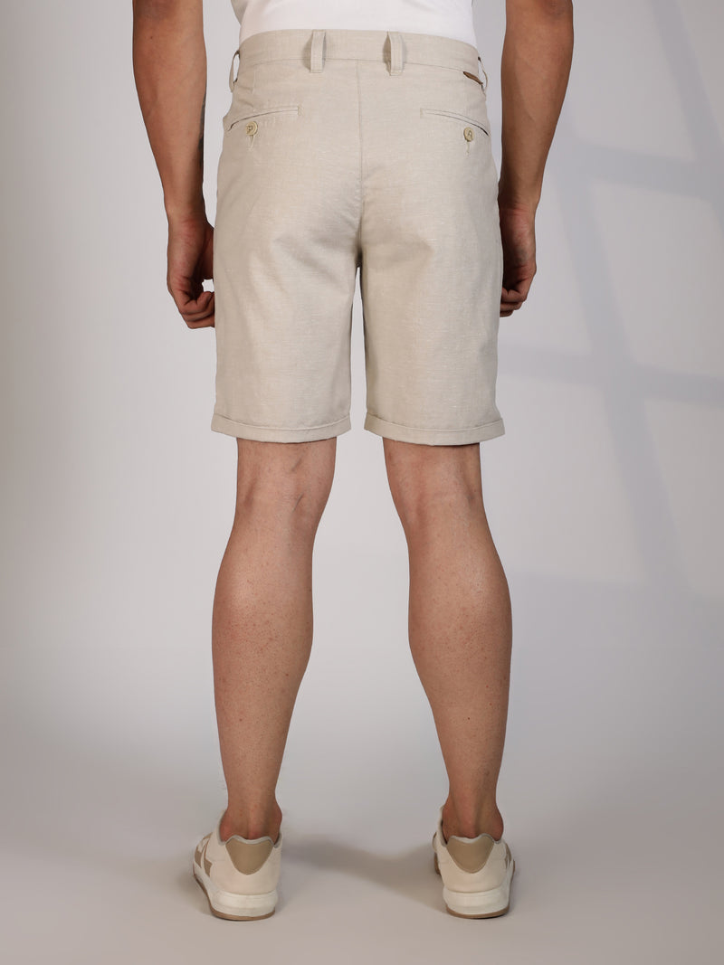 Thomas Scott Men Cream Mid-Rise Regular Fit Woven Linen Chino Shorts