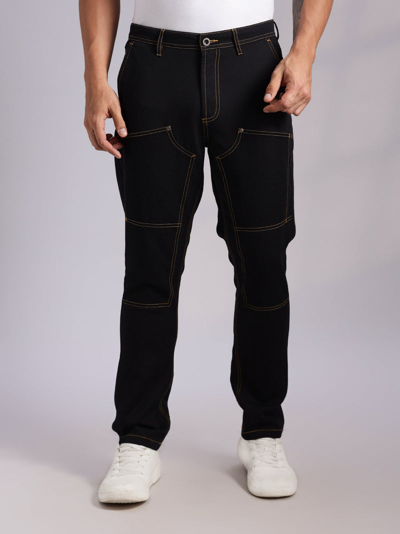 Thomas Scott Men Black Mid-Rise Straight Fit Woven Trouser