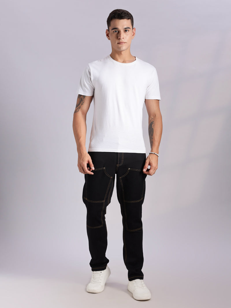 Thomas Scott Men Black Mid-Rise Straight Fit Woven Trouser