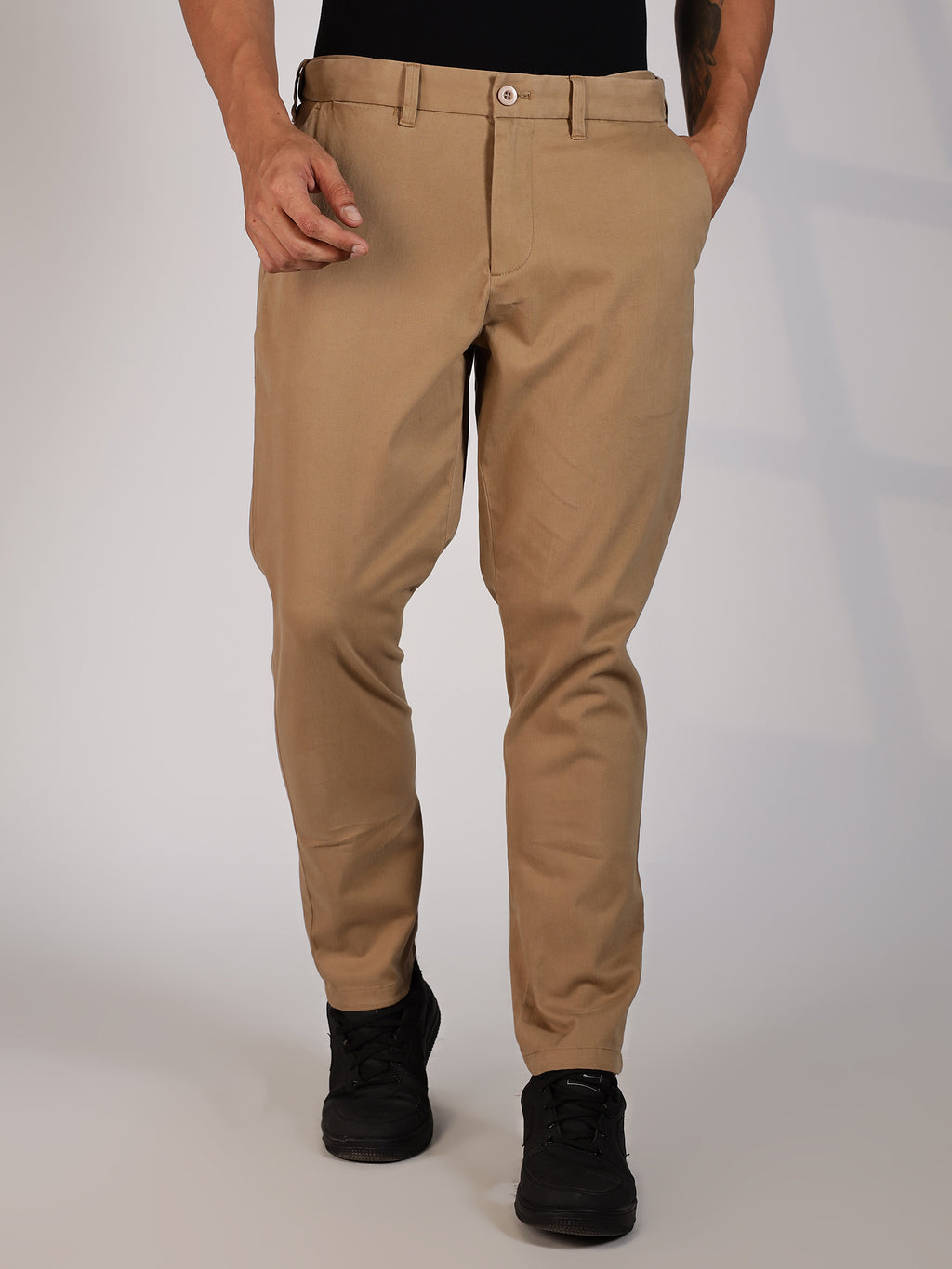 Thomas Scott Men Beige Regular Fit Mid-Rise Woven Chinos Trouser