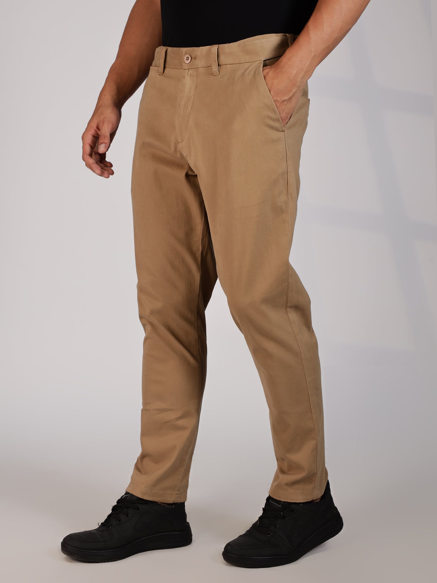 Thomas Scott Men Beige Regular Fit Mid-Rise Woven Chinos Trouser