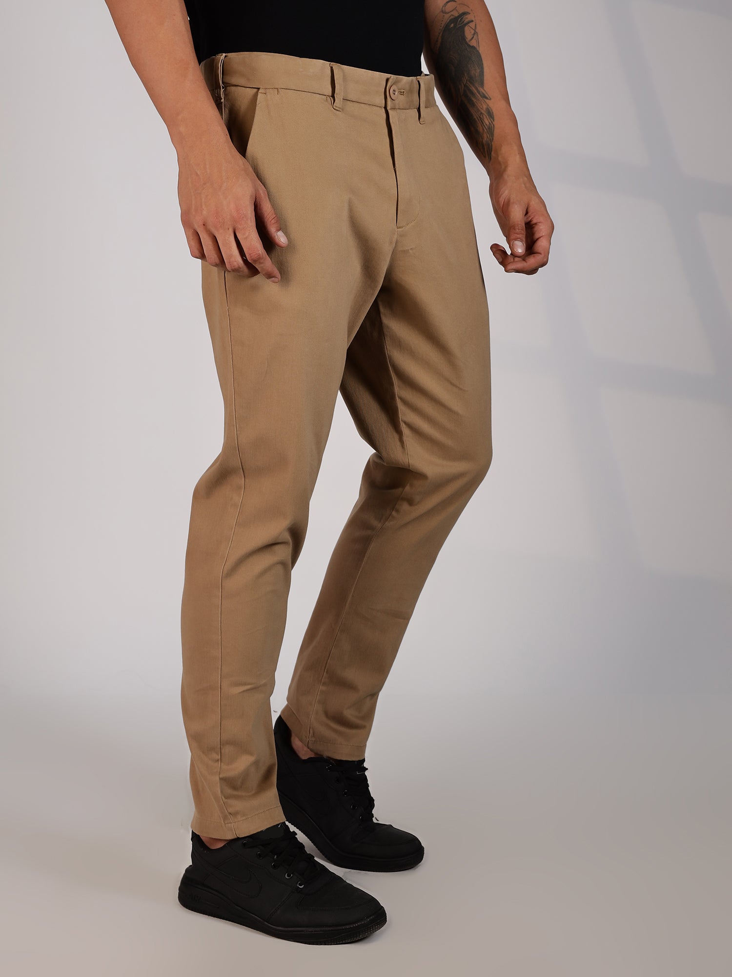 Thomas Scott Men Beige Regular Fit Mid-Rise Woven Chinos Trouser