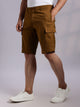Thomas Scott Men Brown Mid-Rise Regular Fit Solid Woven Linen Cargo Shorts
