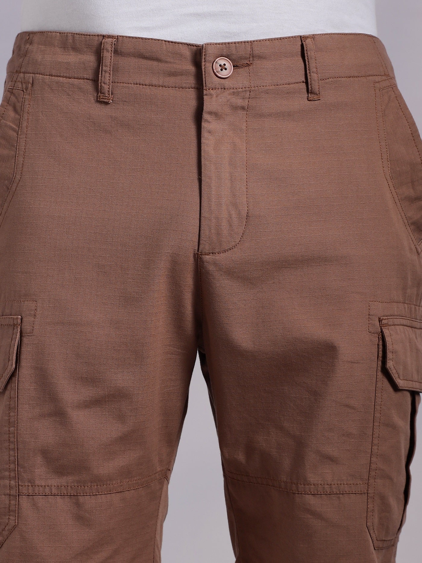 Thomas Scott Men Rust Mid-Rise Regular Fit Solid Woven Cargo Shorts