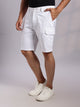 Thomas Scott Men White Mid-Rise Regular Fit Solid Woven Cargo Shorts