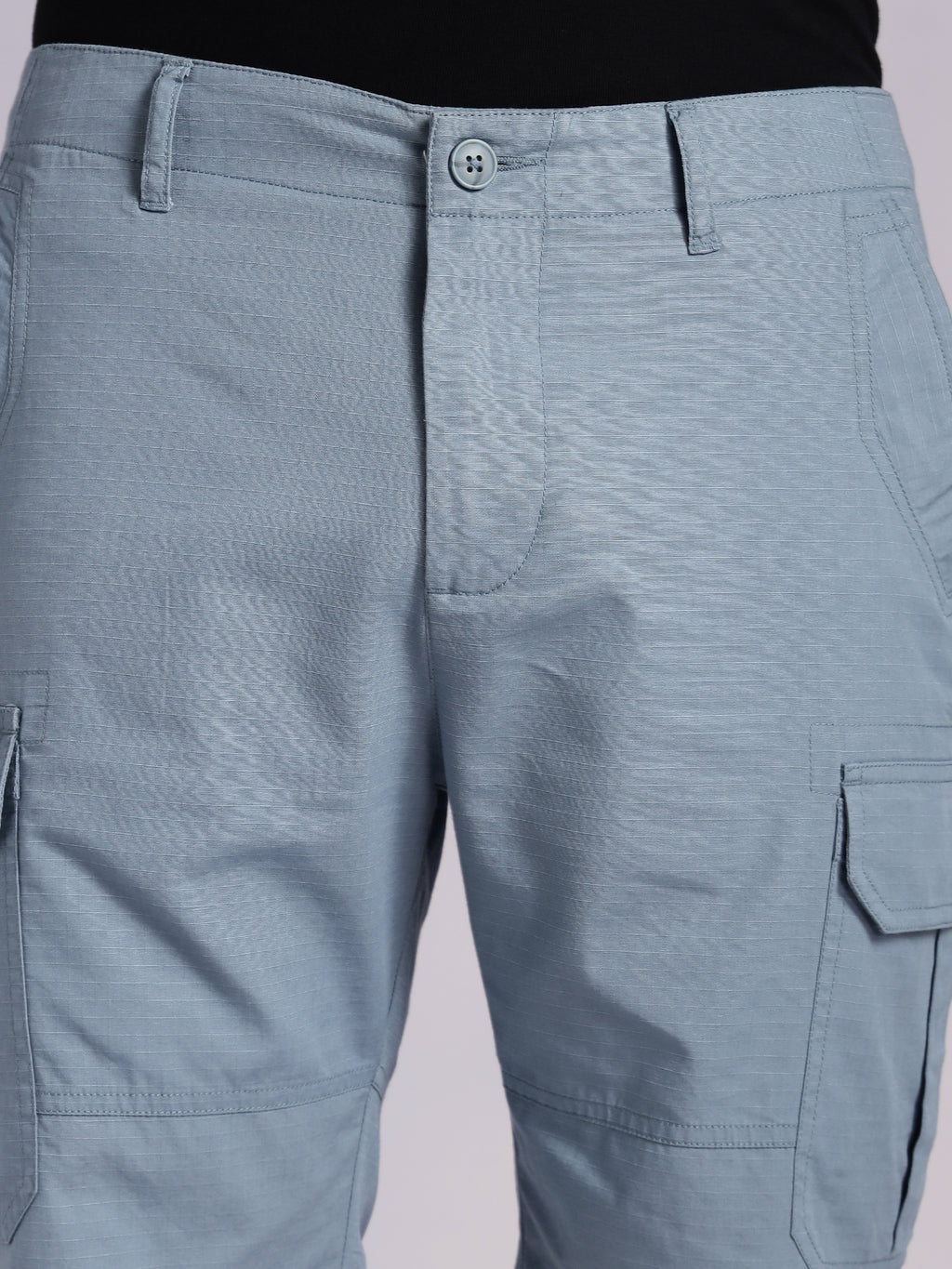 Thomas Scott Men MidBlue Mid-Rise Regular Fit Solid Woven Cargo Shorts