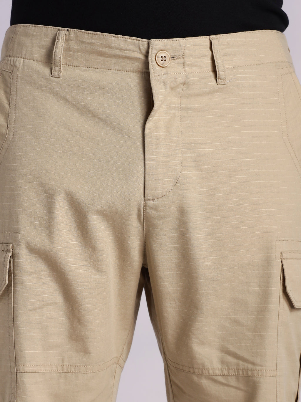 Thomas Scott Men Beige Mid-Rise Regular Fit Solid Woven Cargo Shorts
